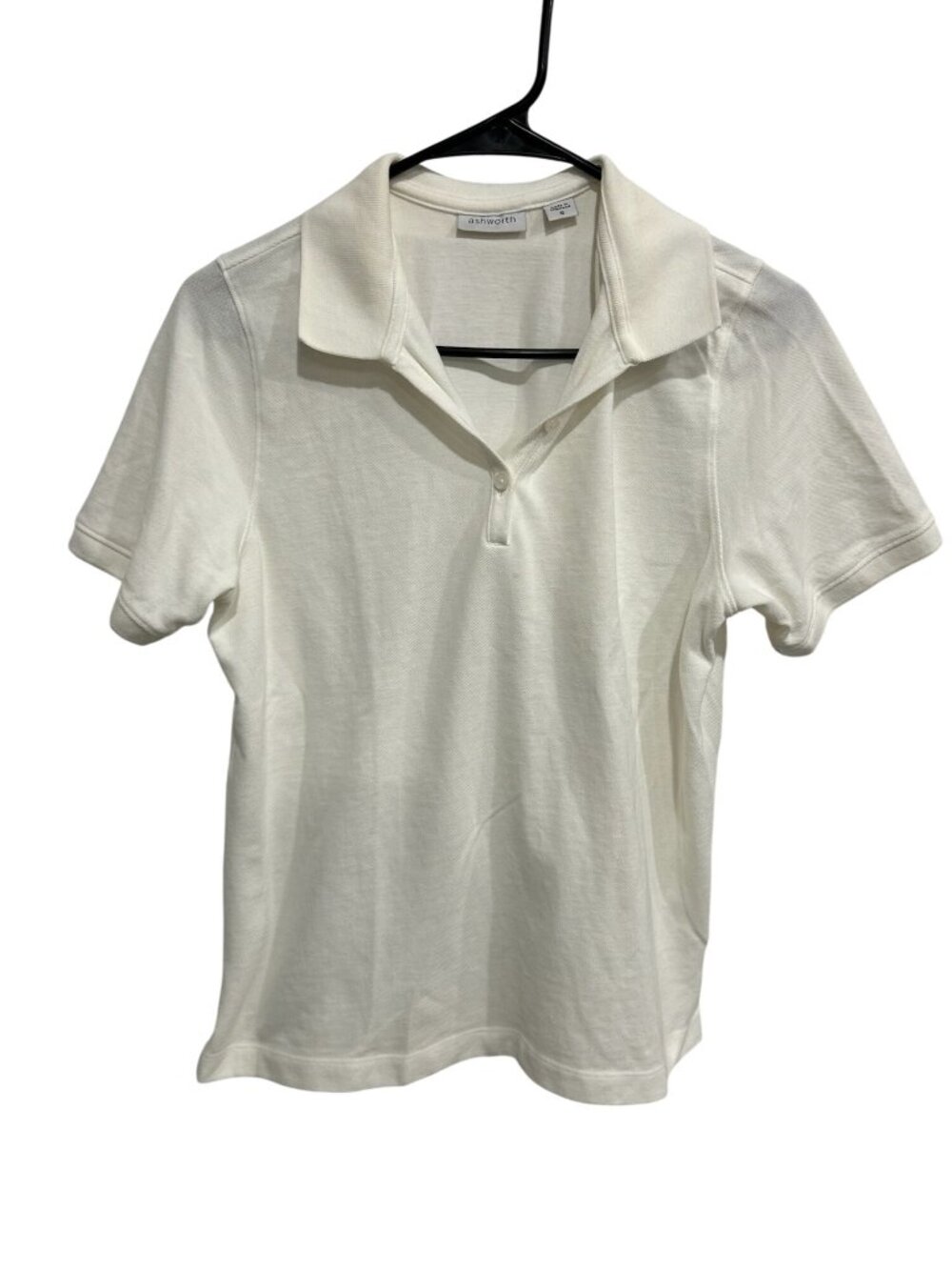 Ashworth Womens White Short Sleeve Polo Shirt Size Small Cotton Sporty